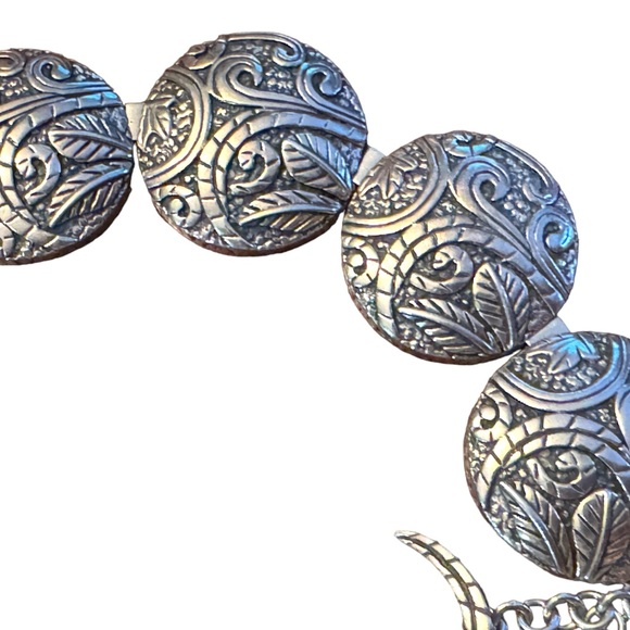 Stunning ornate scroll work design antiqued SILPADA sterling disk link bracelet - Picture 6 of 9